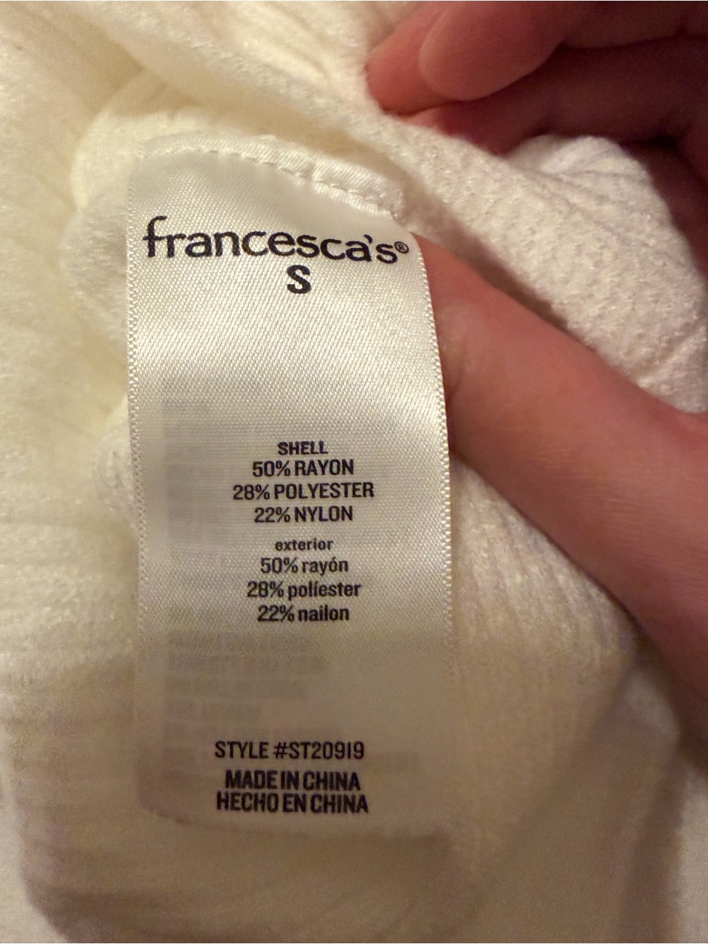 Francesca's White Ribbed Cropped Shrug - Picture 3 of 4